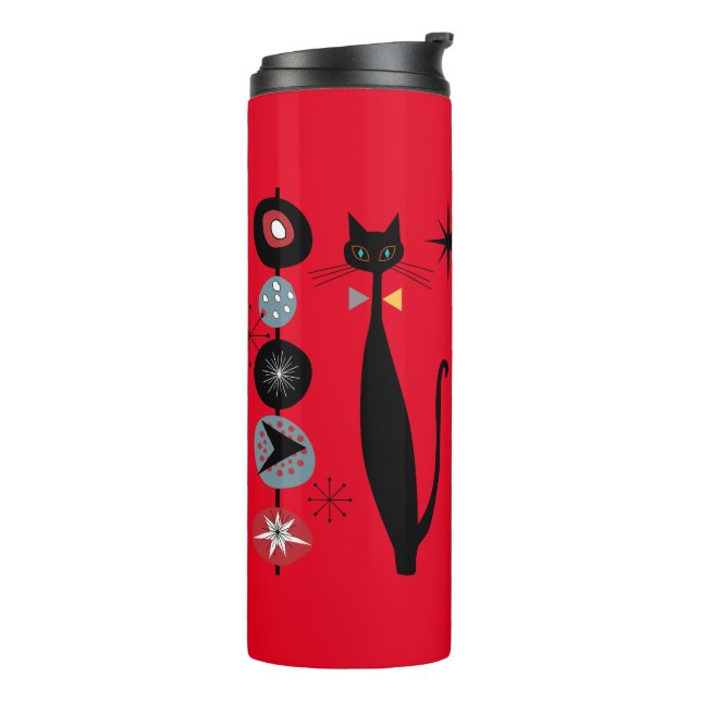Retro Atomic Era Mid Century Modern MCM Cool Cat Thermal Tumbler (Rotated Left)