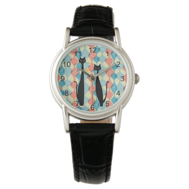 Retro Atomic Era Mid Century Modern MCM Cool Cat  Watch (Front)
