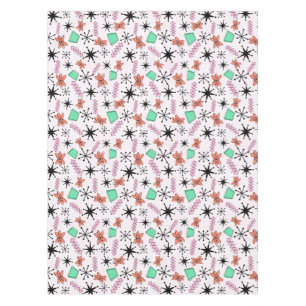 Retro Atomic MCM Pink Orange Green Black Tablecloth