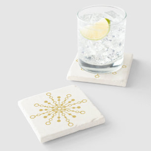 Retro Atomic Mid-Century Design Gold Colour Custom Stone Coaster