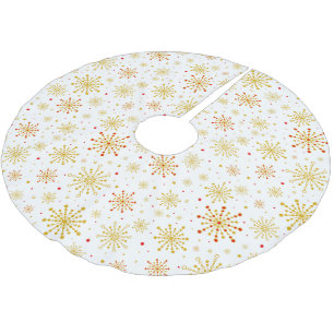 Retro Atomic Mid-Century Mod Red & Gold Starburst Brushed Polyester Tree Skirt