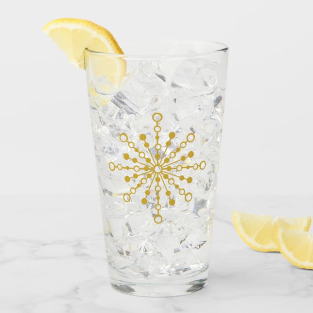 Retro Atomic Mid-Century Mod Red & Gold Starburst Glass (Front Ice)