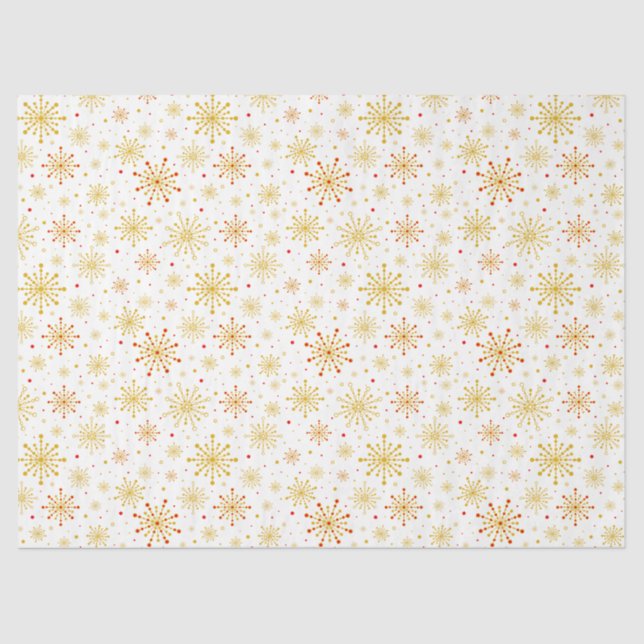 Retro Atomic Mid-Century Mod Red & Gold Starburst  Tissue Paper (Front)