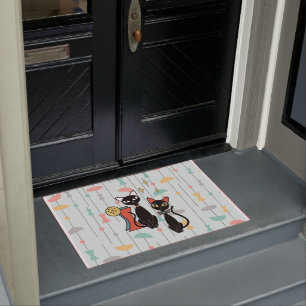 Retro Atomic Mid Century Modern Cool Cat  Doormat