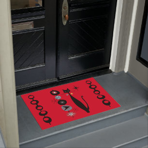 Retro Atomic Mid Century Modern Cool Cat Doormat