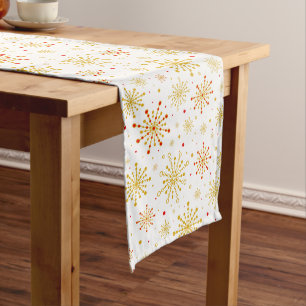 Retro Atomic Mid-Century Modern Red & Gold Color Long Table Runner