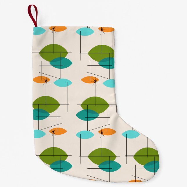 Retro Atomic Mobile Pattern Christmas Stocking (Front)