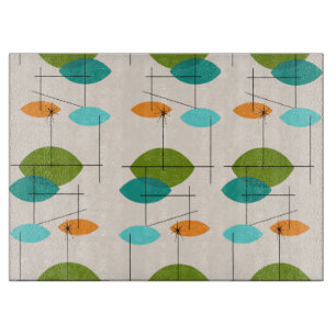 Retro Atomic Mobile Pattern Glass Cutting Board