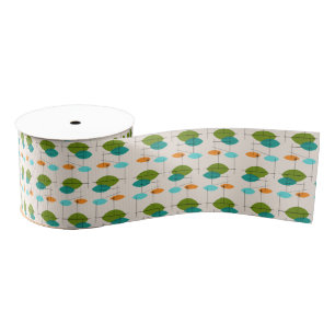 Retro Atomic Mobile Pattern Grosgrain Ribbon