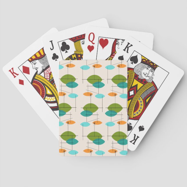 Retro Atomic Mobile Pattern Playing Cards (Back)