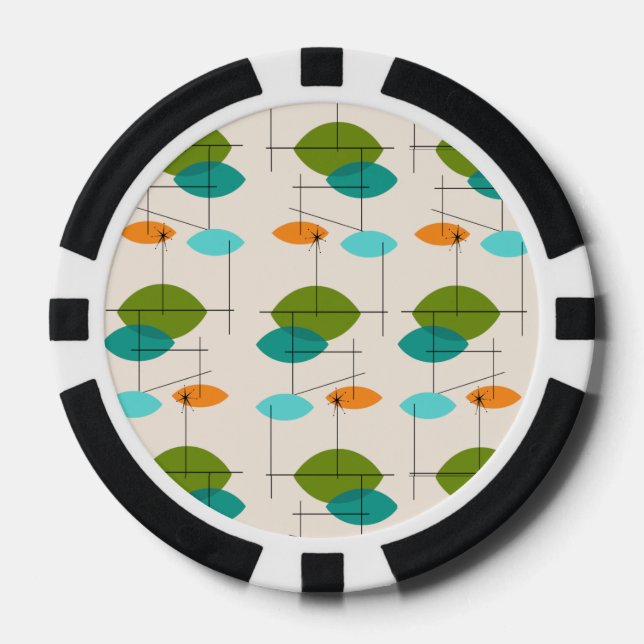 Retro Atomic Mobile Pattern Poker Chips (Front)
