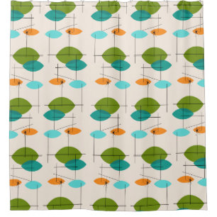 Retro Atomic Mobile Pattern Shower Curtain