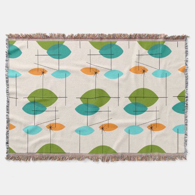 Retro Atomic Mobile Pattern Throw Blanket (Front)