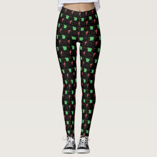 Retro Atomic Pattern on black Leggings
