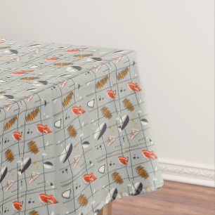Retro Atomic Pattern Orange Grey White Black Tablecloth