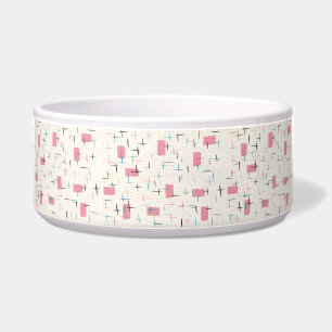 Retro Atomic Pink Pattern Ceramic Pet Bowl