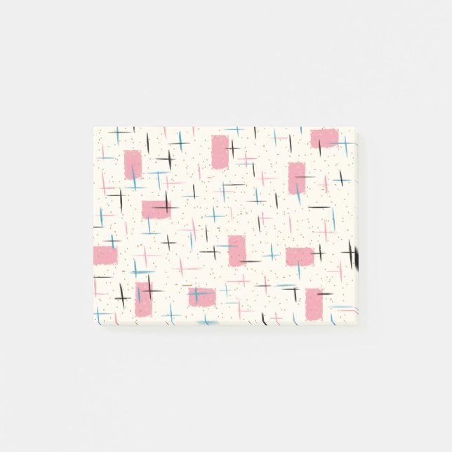 Retro Atomic Pink Pattern Post-It Notes (Front)
