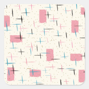 Retro Atomic Pink Pattern Stickers