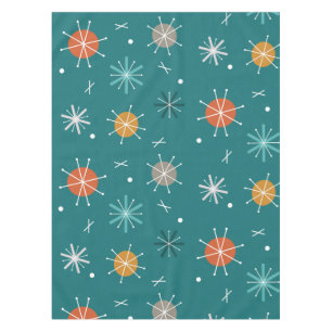 Retro Atomic Planets Starbursts Teal Tablecloth