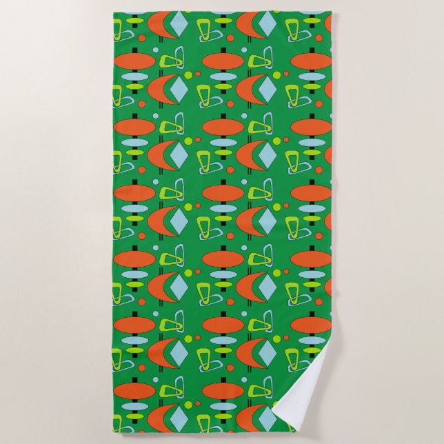 Retro Atomic Shapes Beach Towel (Front)