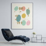 Retro Atomic Space Age Mid Century Modern Wall Art<br><div class="desc">Unique retro atomic space age design in fun colors and a 1950s mid century modern style. Background color can be customized.</div>
