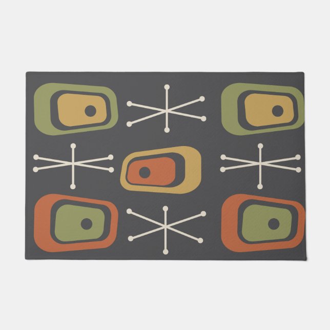 Retro Atomic Space Age Multicolored Doormat (Front)