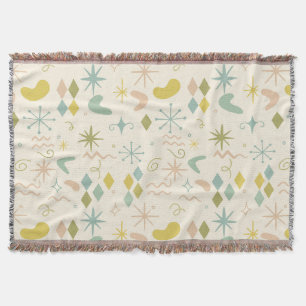 Retro Atomic Starburst and Boomerang Throw Blanket