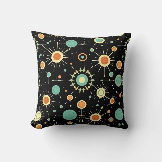 Retro Atomic Starburst Midcentury Pattern Cushion (Front)
