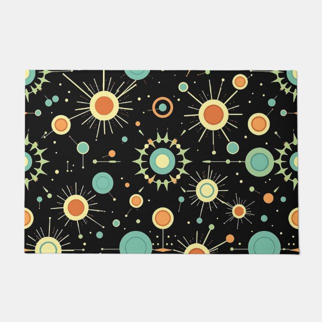 Retro Atomic Starburst Midcentury Pattern Doormat (Front)