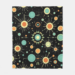 Retro Atomic Starburst Midcentury Pattern Fleece Blanket