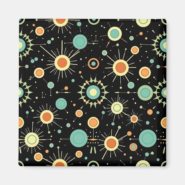 Retro Atomic Starburst Midcentury Pattern Magnet (Front)