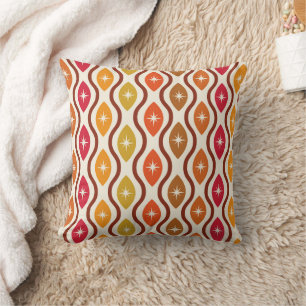 Retro Atomic Stars on mid century ogee pattern    Cushion