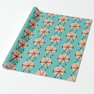Retro Atomic Stars Pattern Wrapping Paper