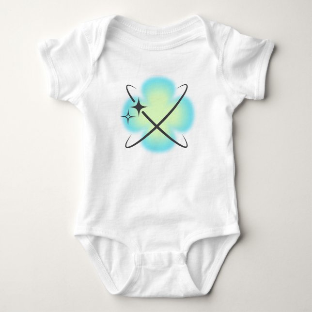 Retro Atomic Teal Flower Baby Bodysuit (Front)