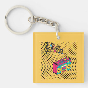 Retro audio boombox. key ring