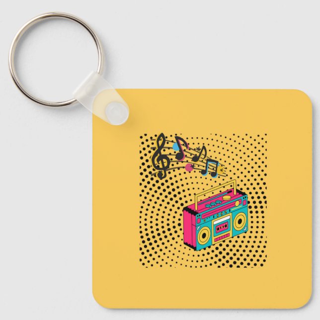Retro audio boombox. key ring (Front)