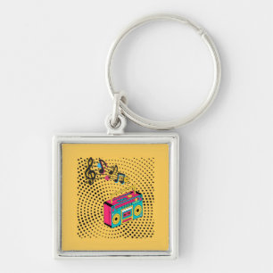 Retro audio boombox. key ring