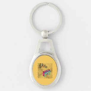 Retro audio boombox. key ring