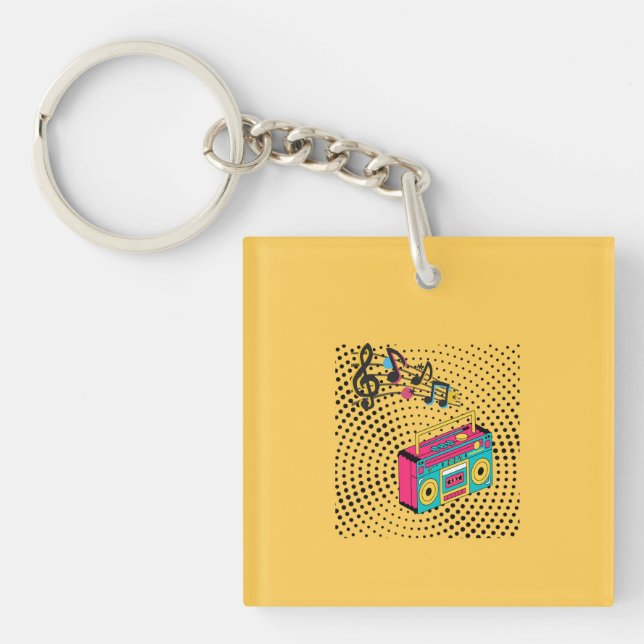 Retro audio boombox. key ring (Front)