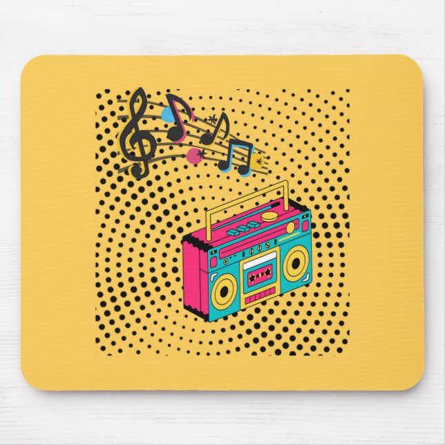 Retro audio boombox. mouse pad (Front)