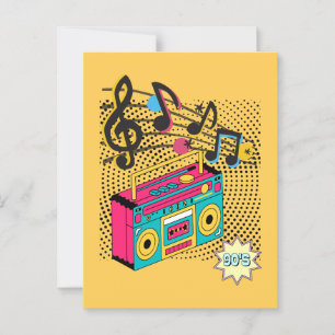 Retro audio boombox. postcard