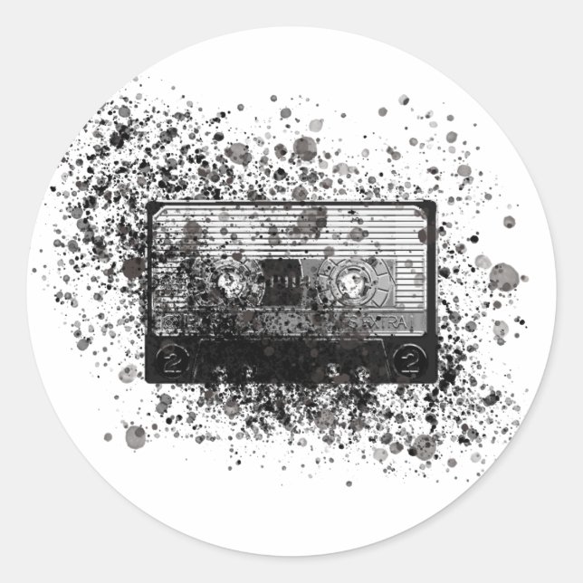 Retro Audio Cassette Classic Round Sticker (Front)
