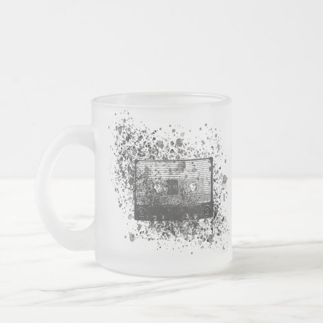 Retro Audio Cassette Frosted Glass Coffee Mug (Left)