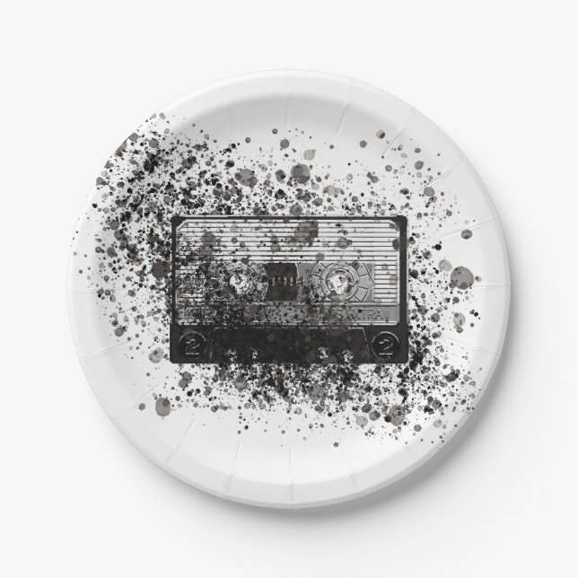 Retro Audio Cassette Paper Plate (Front)