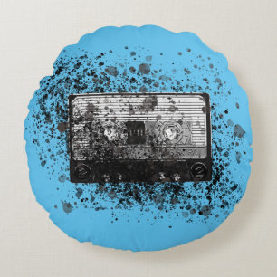 Retro Audio Cassette Round Cushion