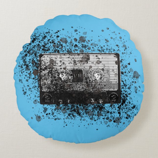 Retro Audio Cassette Round Cushion (Front)