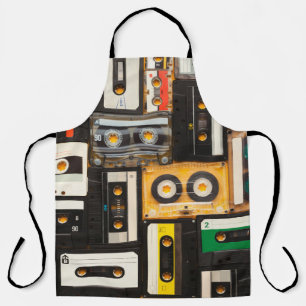 Retro audio cassette tape apron