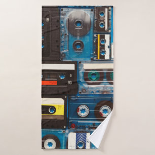 Retro audio cassette tapes bath towel