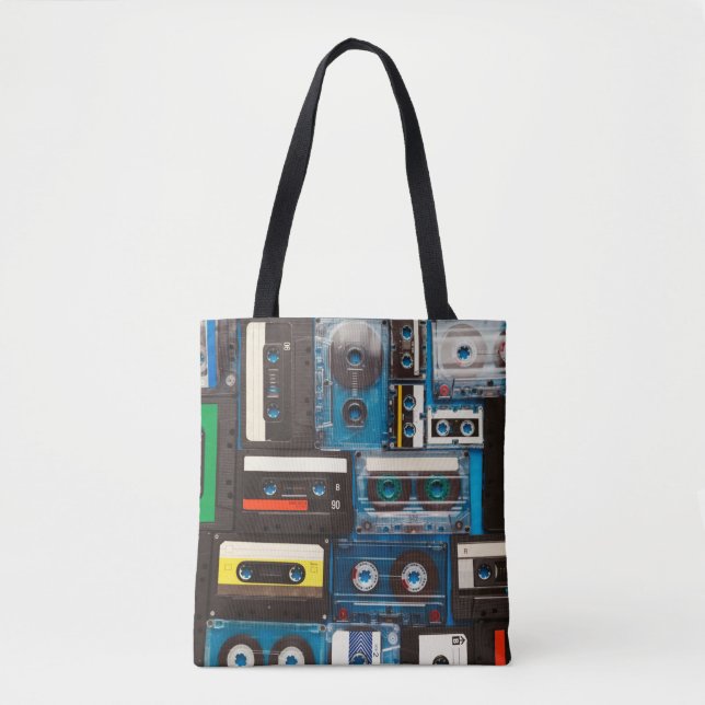 Retro audio cassette tapes tote bag (Front)