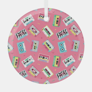 Retro Audio Tapes: 80s Style. Glass Tree Decoration